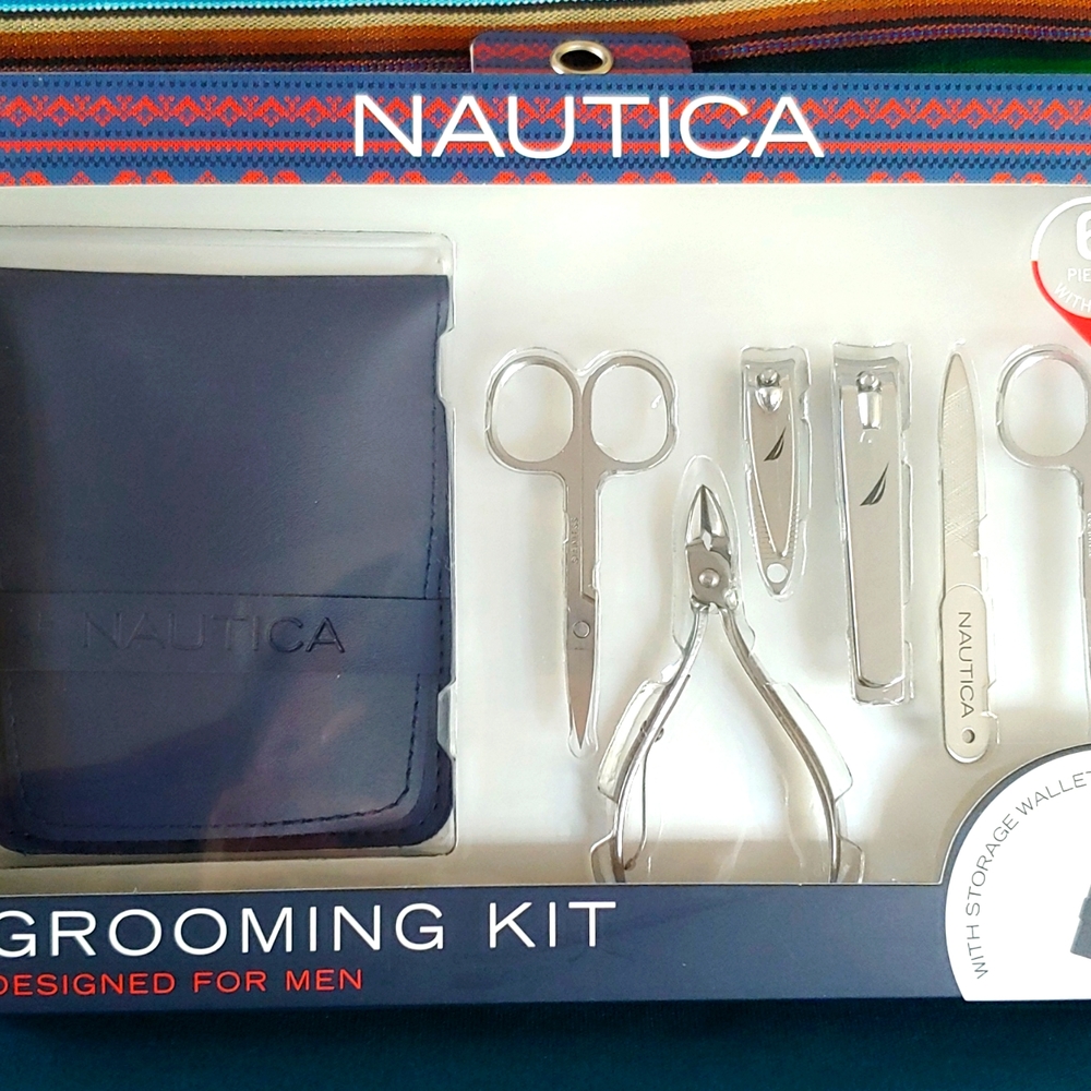 Nautica Men's Grooming Tool Kit with Storage Wallet, Stainless Steel